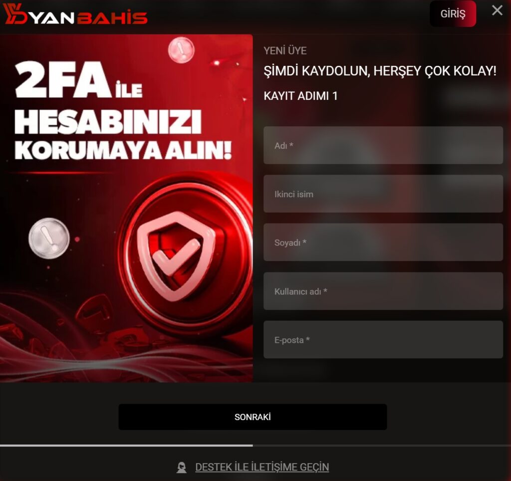 yanbahis üyelik işlemleri